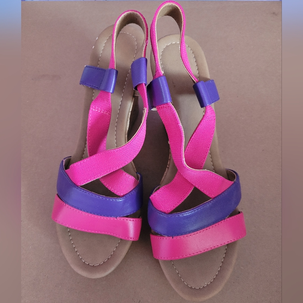 2/$40 Vibrant Pink and Purple Geometric Sandals